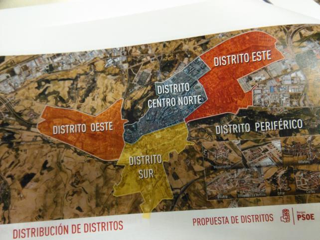 La propuesta del PSOE plantea cinco distritos en la ciudad de Burgos.