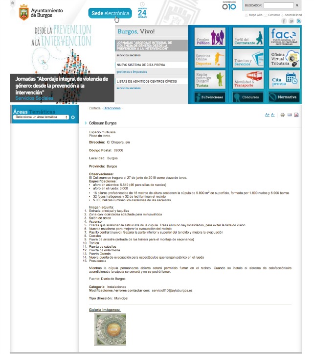 Captura de pantalla de la página web del Ayuntamiento de Burgos