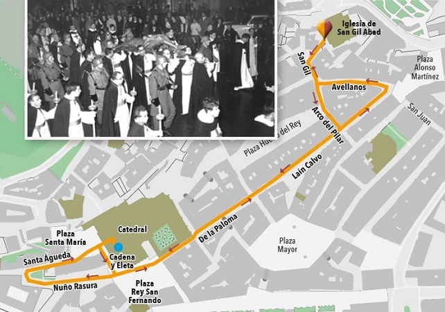 Recorrido de la procesión del Santísimo Cristo de Burgos. 