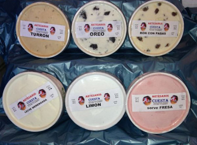 Varidadad de sabores de Helados Cuesta