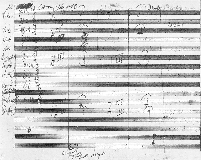 Primera página de la Quinta Sinfonía de Beethoven, que se estrenó el 22 de diciembre de 1808 en Viena