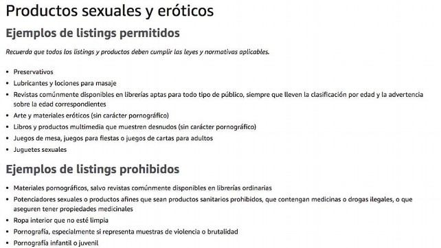 Política de productos prohibidos en Amazon 