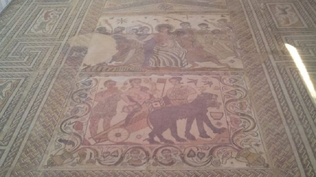 Las réplicas de los mosaicos de Baños de Valdearados (Burgos). Imagen cedida por Manuel Martínez Cerezo